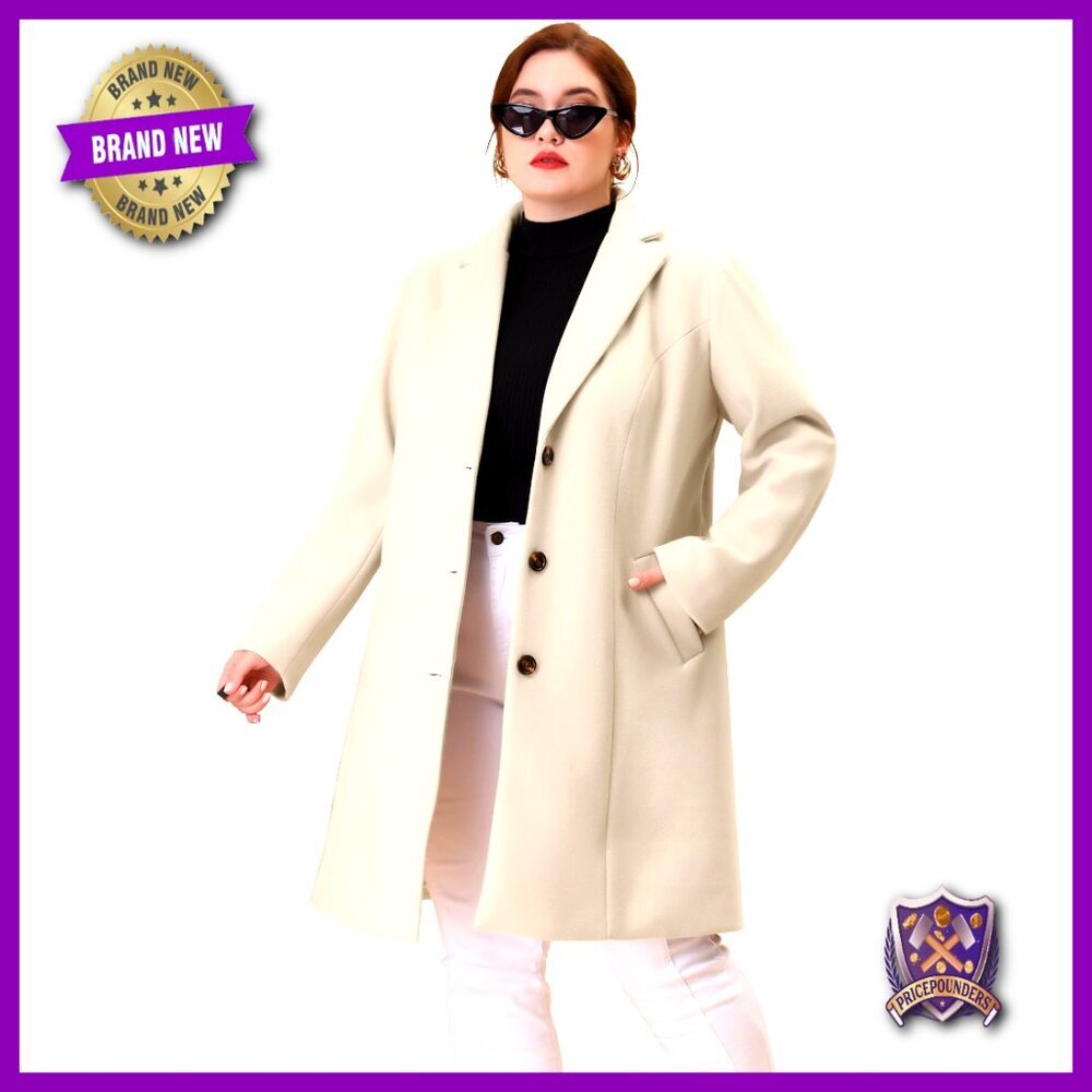 Plus Size Trench Coat, Polyester, Long Winter Coat, Notched Lapel